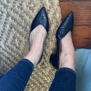 Croc embossed point toe flats